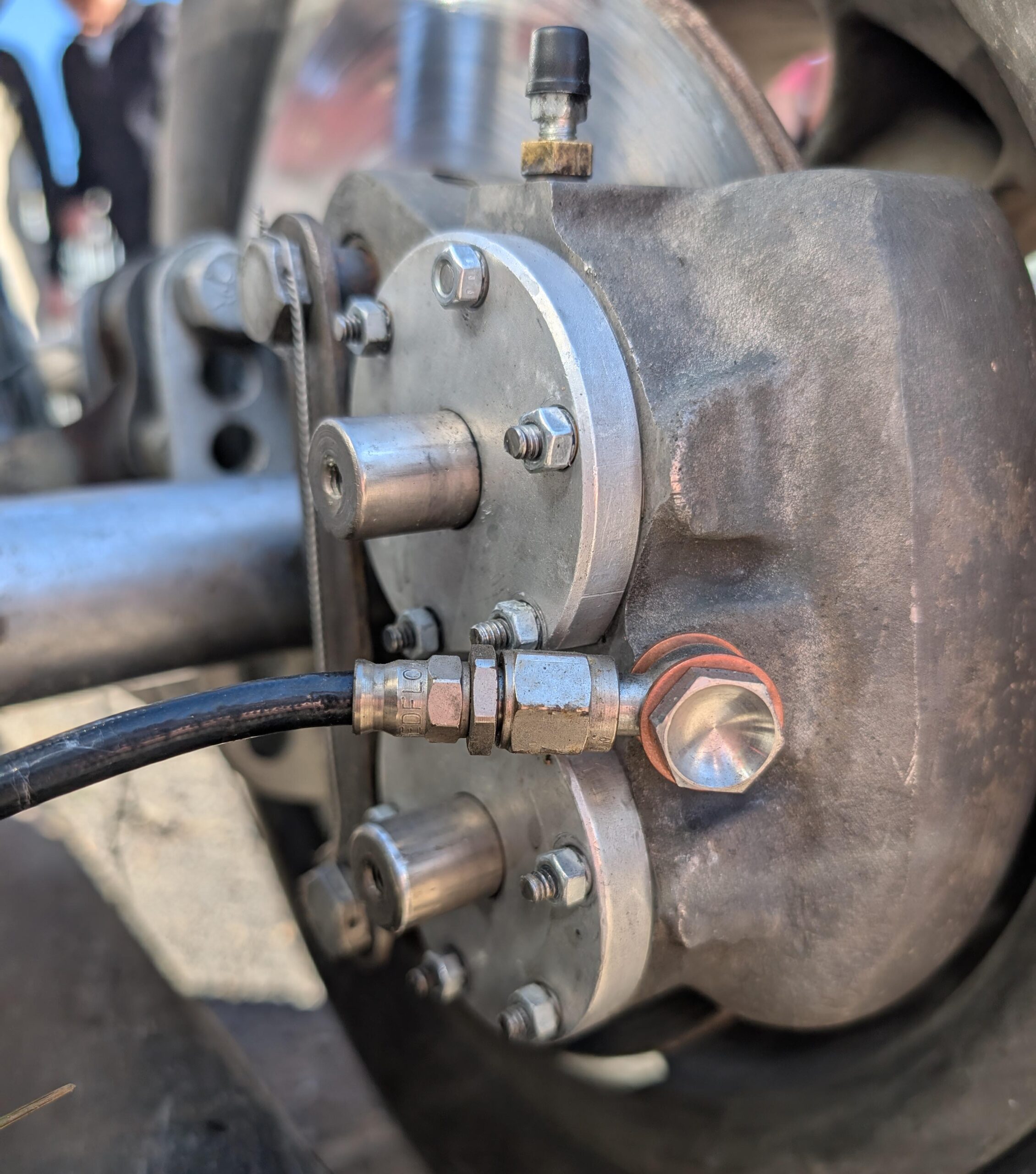 Photo of Halibrand calipers fitted to 50's American sprint car.